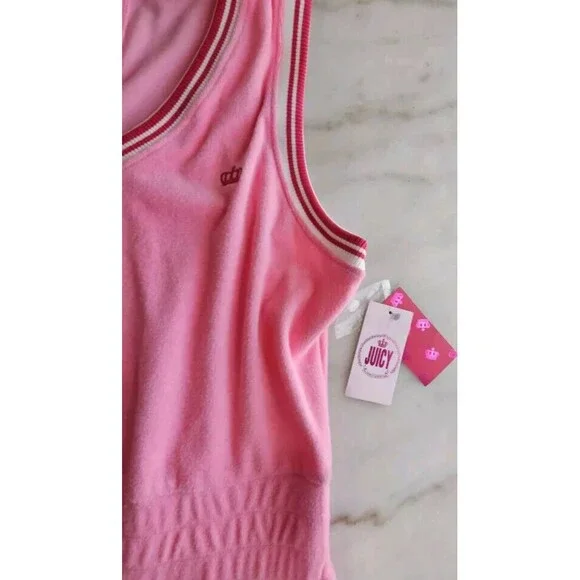 NWT Juicy Couture Light PINK Terry Capri Length Jumpsuit, New - Picture 14 of 16